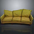 Yellow Three Seat Sofa With Armrests And Red Legs Stylish Design