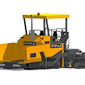 Caterpillar Yellow Industrial Paver With Cab And Tracks In Indoor Factory Setting