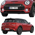Red Mini Clubman Car Front And Rear View With Black Roof And Alloy Wheels Design