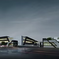 Large Industrial Building With Roof Logo Parking Lot Green Trees And Adjacent Structure