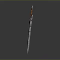 Decorative Medieval Sword With Silver Blade Brown Handle And Ornate Metal Guard