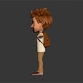 Smiling Red Haired Boy With Backpack White Tshirt Khaki Pants Red Shoes And Open Arms
