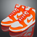 Stylish Orange And White High Top Sneakers With White Laces And Rubber Sole Design
