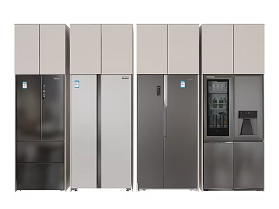 Modern Stainless Steel Refrigerators and Freezers Multiple Door Styles and Designs 3d model