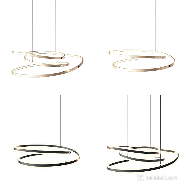 Modern Circular Multi Layer Chandeliers in Gold Black for Home Decor 3d model 