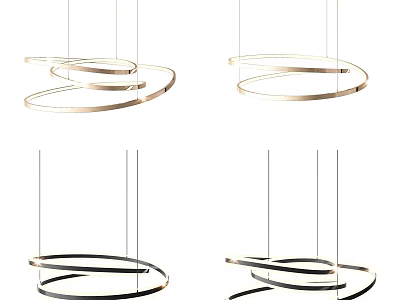 Modern Circular Multi Layer Chandeliers in Gold Black for Home Decor 3d model