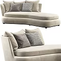 Modern Beige Multi Seat Sofa With Soft Fabric Gray And Patterned Decorative Pillows 3d model
