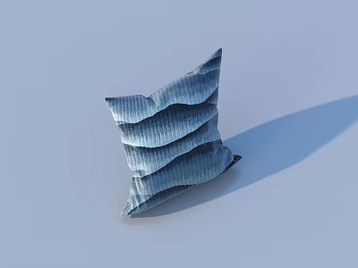 Elegant Blue Wavy Textured Fabric Throw Pillow for Modern Home Decor 3d model