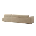 Modern Beige Fabric Three Seater Sofa With Comfortable Cushions And Minimalist Design