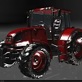 Red Tractor Utility Vehicle With Large Tires Transparent Cabin And Roof Warning Lights