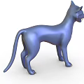 Blue Cat Sculpture 3D Model Figure With Glossy Finish And Standing Pose