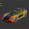 Two Tone Orange Black Sports Car With Sleek Aerodynamic Design And Rear Spoiler