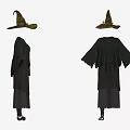 Green Witch Robe And Witch Hat Set For Halloween Costume With Distressed Edges