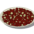Fresh Ripe Red Strawberries Neatly Placed in White Plate With Green Leaves