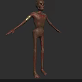 Ancient Egyptian Undead Skeleton Character With Golden Collar Bracelets And Red Gold Paint