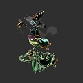 Magical Witch Character With Hat Bell Green Black Ornate Outfit For Game Movie Role