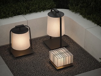 Modern garden lamp landscape lamp combination outdoor lamp camping lamp lawn lamp 3d model