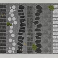 Stepping Stones Garden Path Design With Natural Stone Slabs And Small Plants