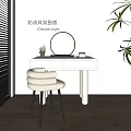 Cream Style Desk and Chair Set with Minimalist Design Cozy Atmosphere Light Color Finish
