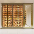 Luxury Wine Cellar With Golden Frame Glass Doors And Multiple Wine Bottle Storage Shelves