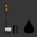 Traditional Black Gondola Water Transport With Wooden Seats And Venetian Street Lamp