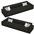 Modern Black Leather Large Sofa With Decorative Pillows And Comfortable Design 3d model
