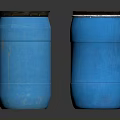 Two Blue Industrial Drums With Brown Lids And Smooth Surface On Dark Background