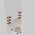 Elegant Modern Dressing Table Interior With Arched Mirror LED Light Shelves And Stool 3d model