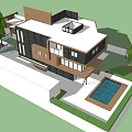 Modern Detached Villa with Large Glass Windows Swimming Pool Lush Greenery and Well Maintained Lawn