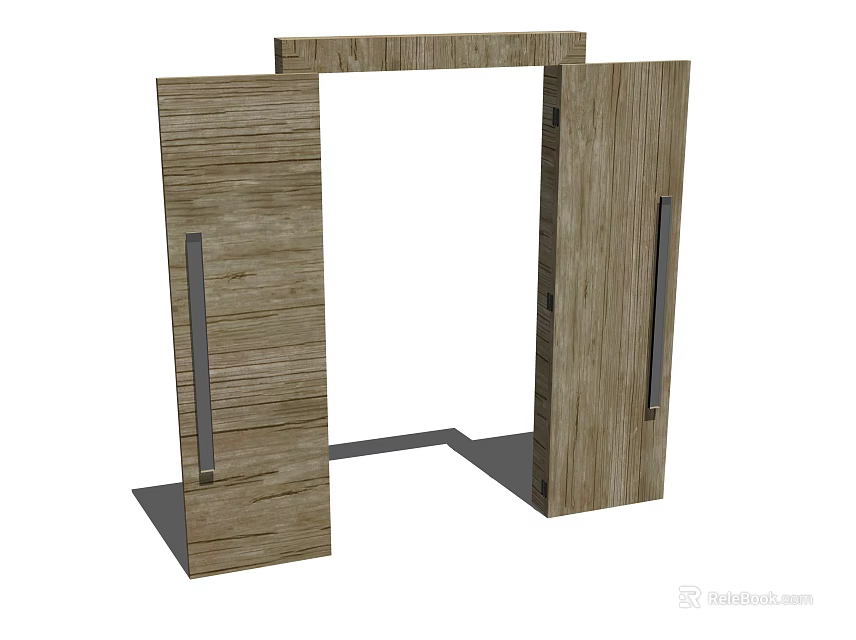 Wooden Double Doors With Modern Design And Natural Wood Grain Structure 3d model 