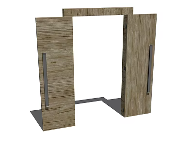 Wooden Double Doors With Modern Design And Natural Wood Grain Structure 3d model