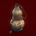 Ceramic Gourd Shaped Daily Necessities with Intricate Dragon Patterns and Chinese Character Decorations