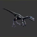 3D Rendered Mechanical Velociraptor Sci Fi Creature With Metallic Body And Orange Head Details
