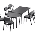 Modern Minimalist Dining Table Set With Six Ergonomic Chairs And Sleek Design 3d model