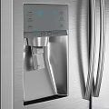 Modern Stainless Steel Refrigerator with Ice and Water Dispenser and Bottom Freezer Drawers