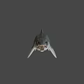 Realistic 3D Model of Aquatic Reptile With Long Snout Flippers and Gray White Coloration