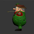 Cartoon Farmer Character With Straw Hat Mustache Red Shirt Green Overalls Brown Gloves Arms Outstretched