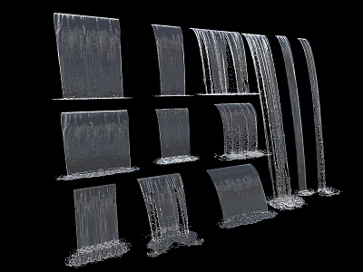 Diverse Garden Water Feature Designs With Waterfall And Curtain Styles For Landscaping 3d model