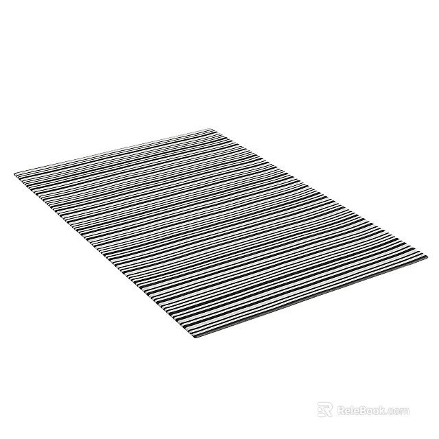 Square Rug with Black and White Striped Pattern for Modern Home Decor 3d model 