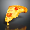 Pizza Slice With Melted Cheese Dripping Smiley Face Design Fresh Tomato Toppings Dark Background Reflection