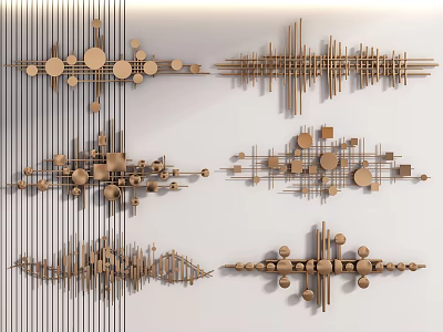 Modern Minimalist Wooden Wall Hangings With Geometric Circles And Lines For Home Decor 3d model