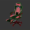 Modern Ergonomic Gaming Chair With Black Red Cushioned Design And Reclining Footrest