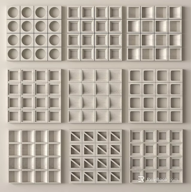 Modern Architectural Panels With Various Geometric Patterns And Modular Design For Wall Decoration 3d model