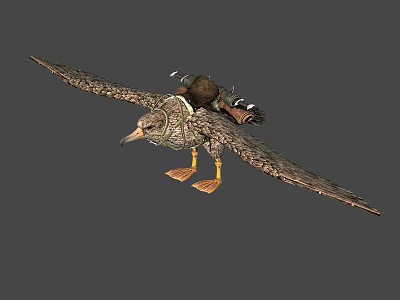 Flying Seagull With Extended Wings And Natural Feather Patterns 3d model