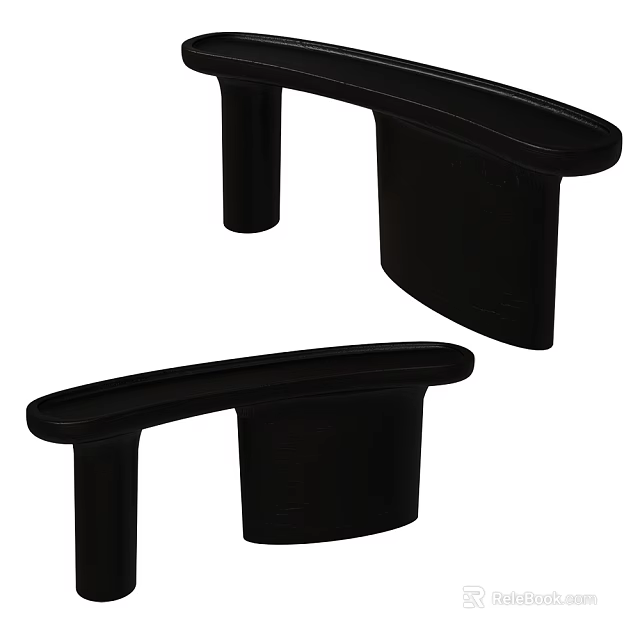 Modern Black Console Table With Curved Design And Solid Wooden Structure 3d model