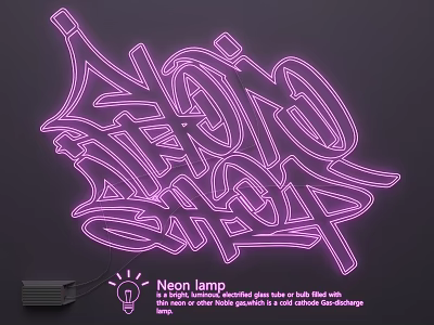 Purple Neon Graffiti Style Lamp Combinations Adds Vibrant Vibe To Living Spaces 3d model
