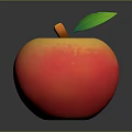 Fresh Red and Yellow Gradient Apple with Green Leaf Brown Stem and Shiny Surface 3d model