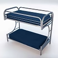 Sturdy Bunk Bed With Metal Frame And Dark Blue Mattresses Design 3d model