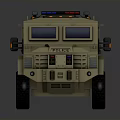 Sand colored Military Armored Vehicle With Roof Mounted Equipment Side Emblem And Large Tires