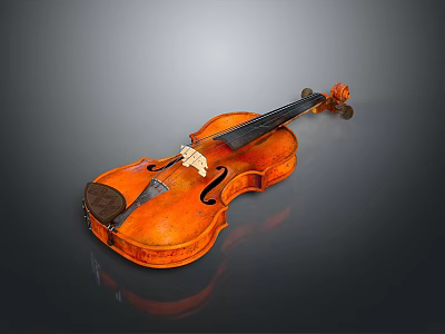 Vintage Brown Wooden Violin With Glossy Body And Elegant Craftsmanship Design 3d model